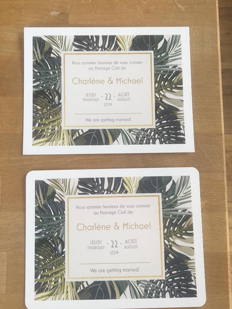 Received stained invitations and in and the wrong format.