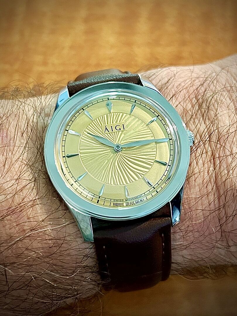 AIGI Polar Day 38mm Black Leather Watch