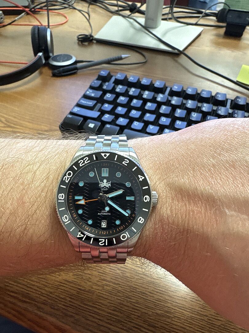 PHOIBOS WAVE MASTER GMT 200M Automatic Diver Watch PY049C Black