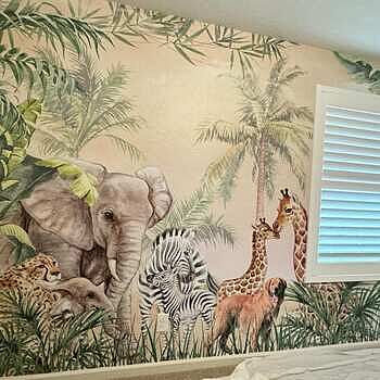 Kids Safari Animals with Cub Wallpaper Mural Great quality, I was able