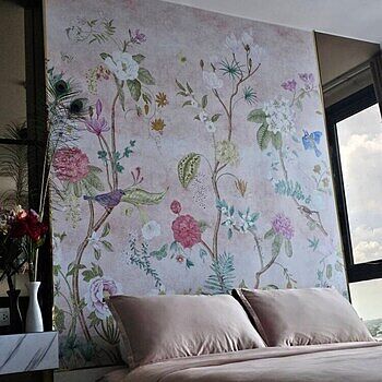 Colorful Chinoiserie Floral Wallpaper Mural Wonderful I really love it
