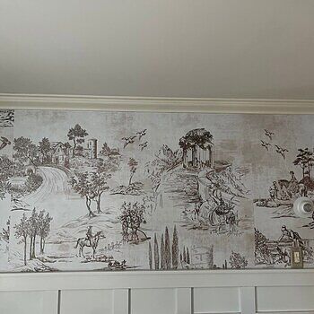 Vintage Monochrome Jouy Style Landscape Wallpaper Mural Fast shipping, great quality and