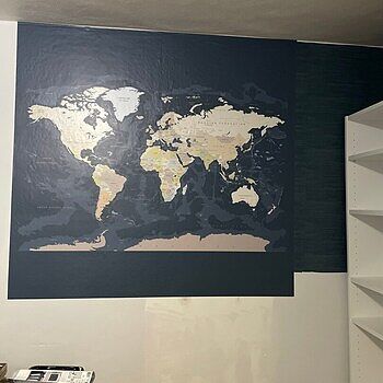 Navy Blue Political World Map Wallpaper Mural The first sheet went on