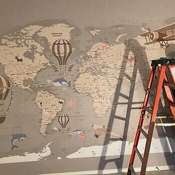 Kids Soft Brown Political World Map with Drawing Animals Wallpaper Mural I am absolutely thrilled with