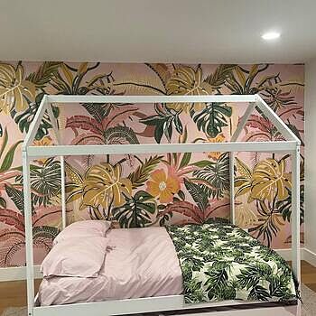 Watercolor Colorful Summer Tropical Leaf Wallpaper Mural Cutest wallpaper ever! We bought