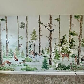 Kids Forest Animals in the Jungle Wallpaper Mural Perfect! We love our wallpaper