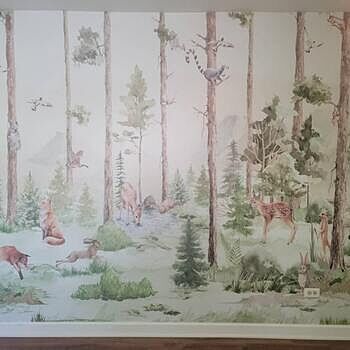Kids Forest Animals in the Jungle Wallpaper Mural I delayed putting up this