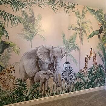 Kids Safari Animals with Cub Wallpaper Mural We ordered this as a