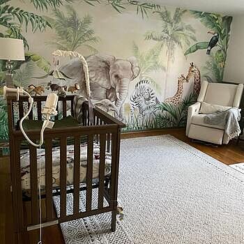 Kids Safari Animals with Cub Wallpaper Mural We got this wallpaper for
