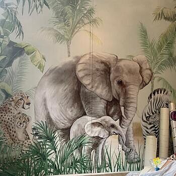 Kids Safari Animals with Cub Wallpaper Mural Love the wallpaper! it came