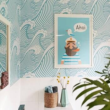 Kids Ocean Wave Pattern Wallpaper Mural I love my new wallpaper.