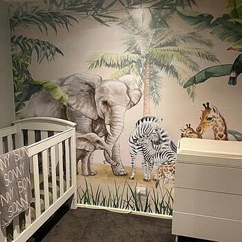 Kids Safari Animals with Cub Wallpaper Mural My son loves his new
