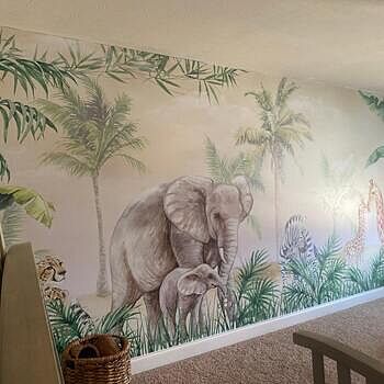 Kids Safari Animals with Cub Wallpaper Mural This was amazing I love