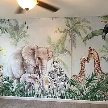Kids Safari Animals with Cub Wallpaper Mural I love this wallpaper! Izzet