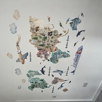 Kids Watercolor World Map Wall Decal Sticker Looks amazing we are really