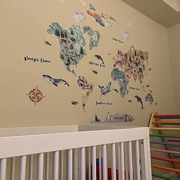 Kids Watercolor World Map Wall Decal Sticker We love it! Looks incredible