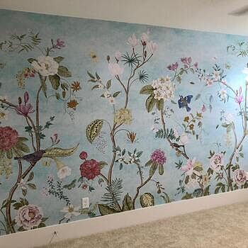 Colorful Chinoiserie Floral Wallpaper Mural This wallpaper is the bees