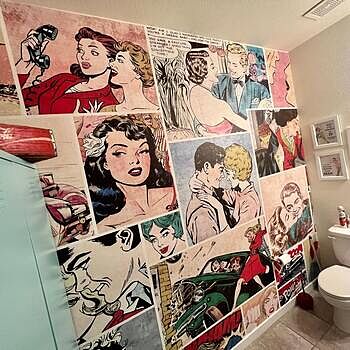 Retro Pop Art Comic Faces Wallpaper Mural WOW!!! I am *in love*