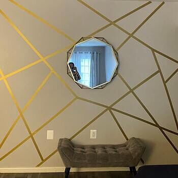 Matte Metallic Gold Strip Wall Decal Beautiful lines to creat a