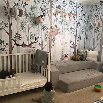 Nursery Cute Animals in the Forest Watercolor Kids Wallpaper Murals Easy to install. The quality