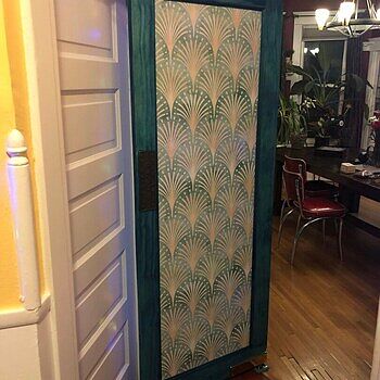 Modern Eau De Nil Art Deco Gold Lines Wallpaper Mural Love this pattern! Somewhat difficult