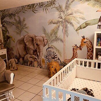 Kids Safari Animals with Cub Wallpaper Mural This is a stunning mural,