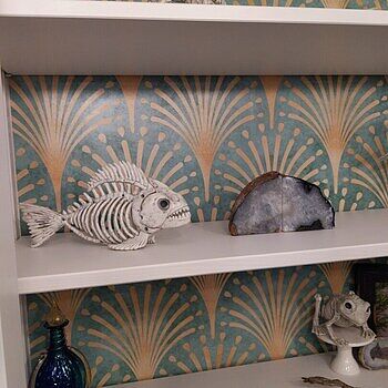 Modern Eau De Nil Art Deco Gold Lines Wallpaper Mural This is nice, thick, peel-and-stick