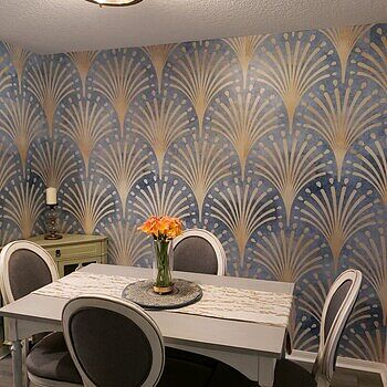 Modern Eau De Nil Art Deco Gold Lines Wallpaper Mural This is a beautiful stunner!