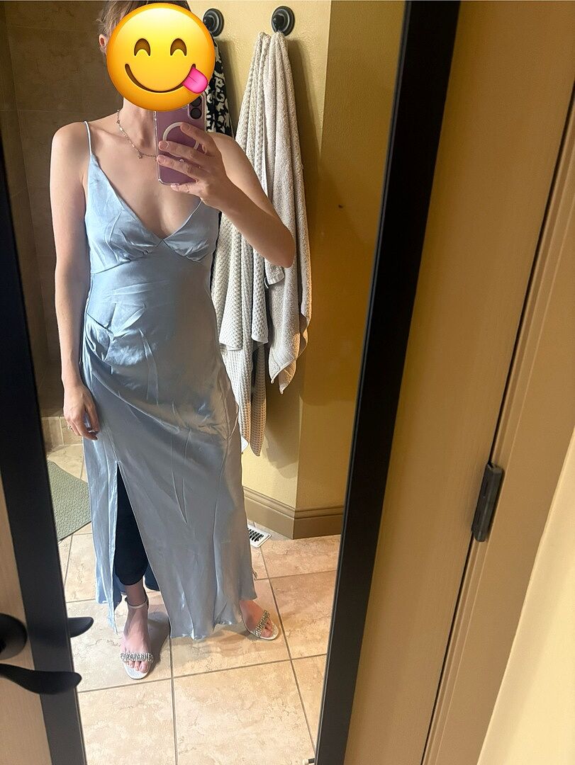 Marlie Side Pleat Maxi Dress Blue Selfie Leslie