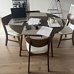 Soho 5PCE Hardwood Dining Set | Rustic Walnut | Beige