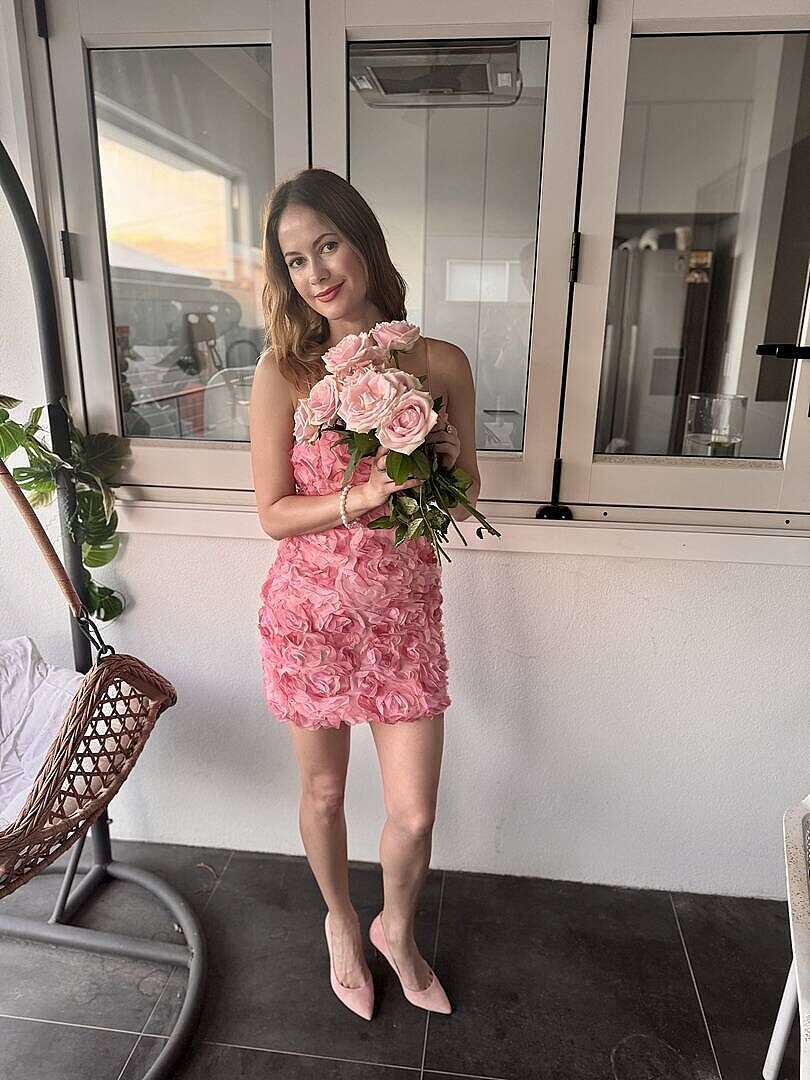 Charmer Floral Embellished Mini Dress Pink Selfie Leslie