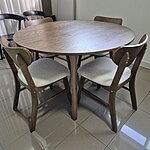 Soho 5PCE Hardwood Dining Set | Rustic Walnut | Beige