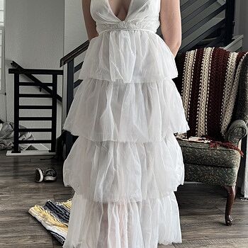 Shop the Auguste Tiered Frill Midi Dress White