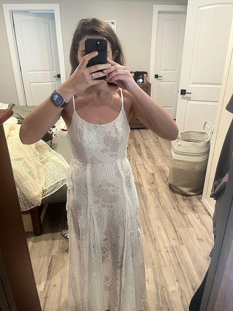 chinese dress ladies Palm Springs Long Sleeve Lace Overlay Maxi Dress White Selfie Leslie