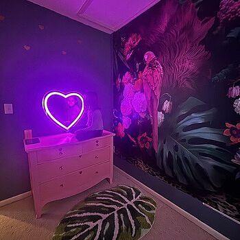 Pink Parrot with Colorful Floral Wallpaper Mural Loved it so fancy