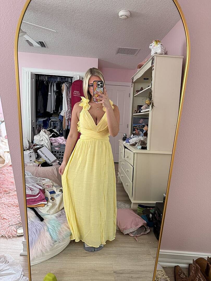 Madara Laced Back Ruffle Dress Yellow | Selfie Leslie Australia