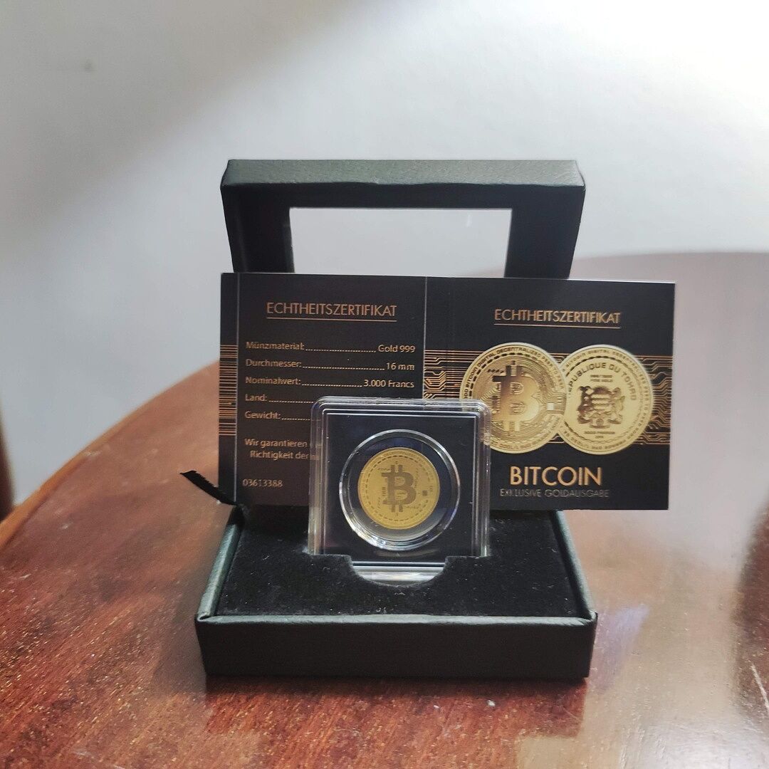 BITCOIN 1/1000 Oz Gold Coin 3000 Francs Chad