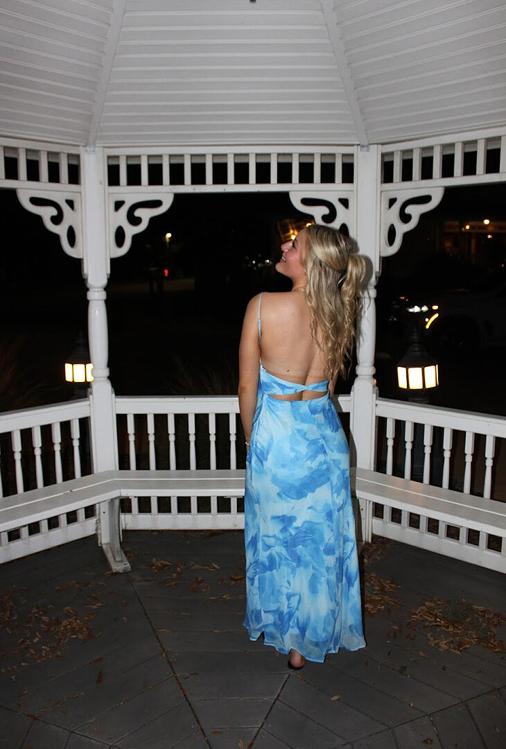 Nerida Low Back Twist Maxi Dress Blue Selfie Leslie