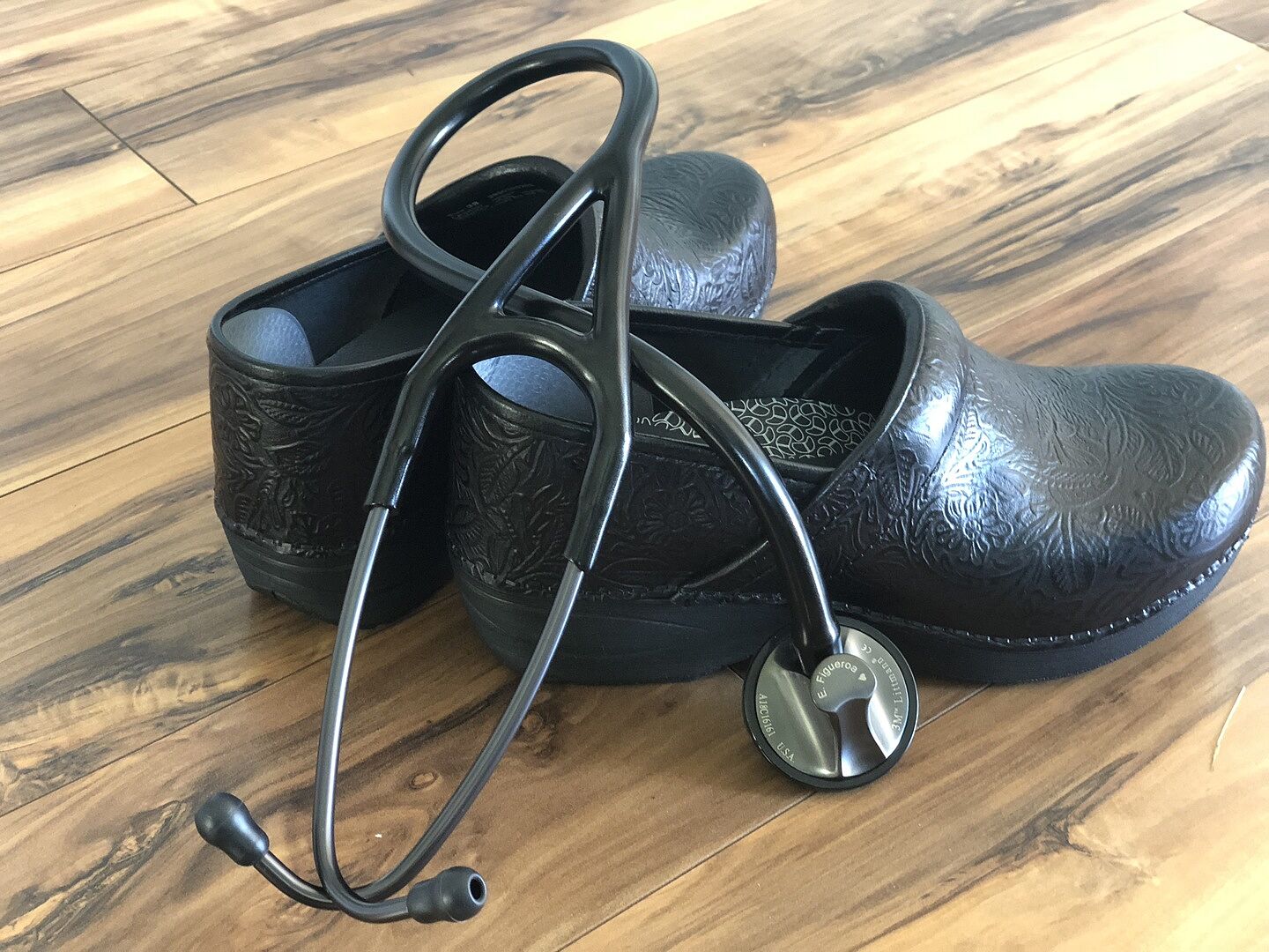 dansko xp 2.0 black floral tooled