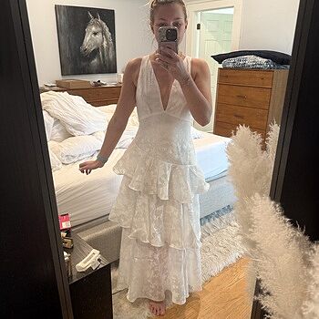 【関税&送料込】Off-White Dress With Ruffles WHITE GARCIA SILK RUFFLES DRESS | CULT MIA | 21Six
