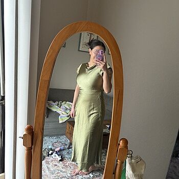 Lucinda Twist Back Midi Dress Olive Selfie Leslie