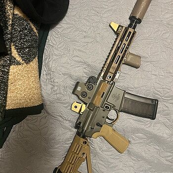 PSA Sabre-15 Forged 8.5" .300 Blackout 1:5 Pistol w/Rifle Speed Gas Block and SBA-4 Brace, Moss Green