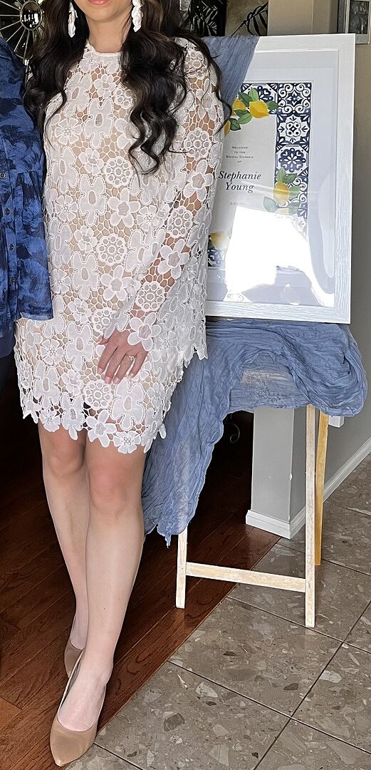 white tie front flare sleeve crochet lace bodycon dress Margaret Lace Flare Dress – Sharon Roses Emporium main image 0