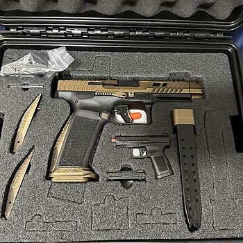 Canik TTI Combat 9mm 4.6" 18rd Pistol w/MeCanik MO3, Bronze / Black - HG7854V-N Excellent,as always Palmetto doing a