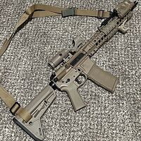PSA "Sabre" Forged 13.7" Mid-Length 5.56 Rifle w/ 13" Quad Rail & JMAC GFHC-E Pin/Weld, FDE Cerakote