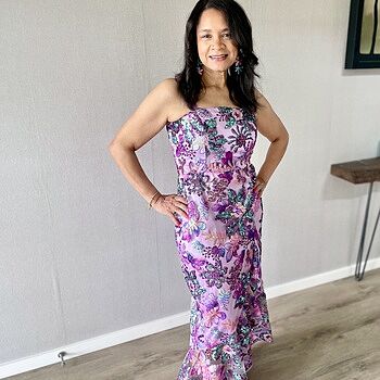 Embroidered Sequin Mesh Ruffle Slit Midi Dress - Purple Multi | Boston  Proper