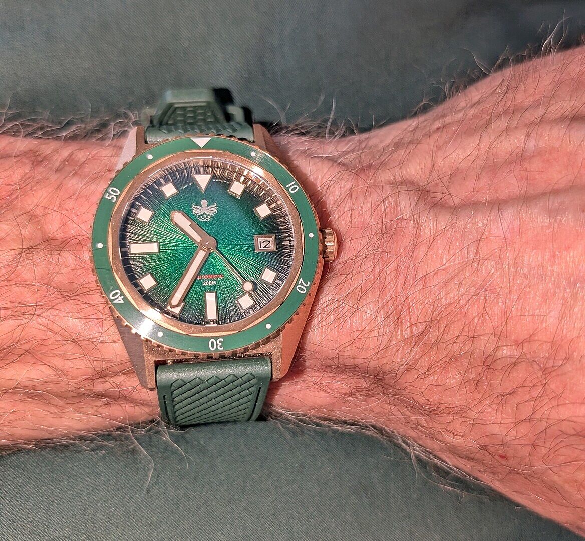 PHOIBOS Argo Bronze 200M Automatic Diver Watch PY057A Spiral