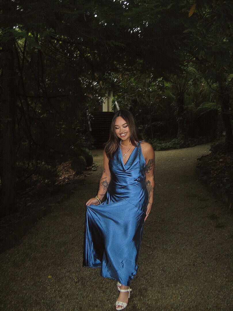 Shop the Cassiopeia Open Back Maxi Dress Navy