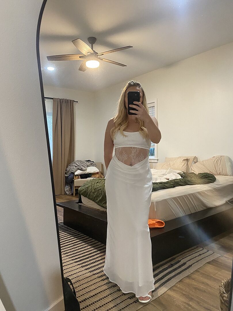 chinese dress ladies Intimacy White Lace Corset Split Maxi Dress – Club L London