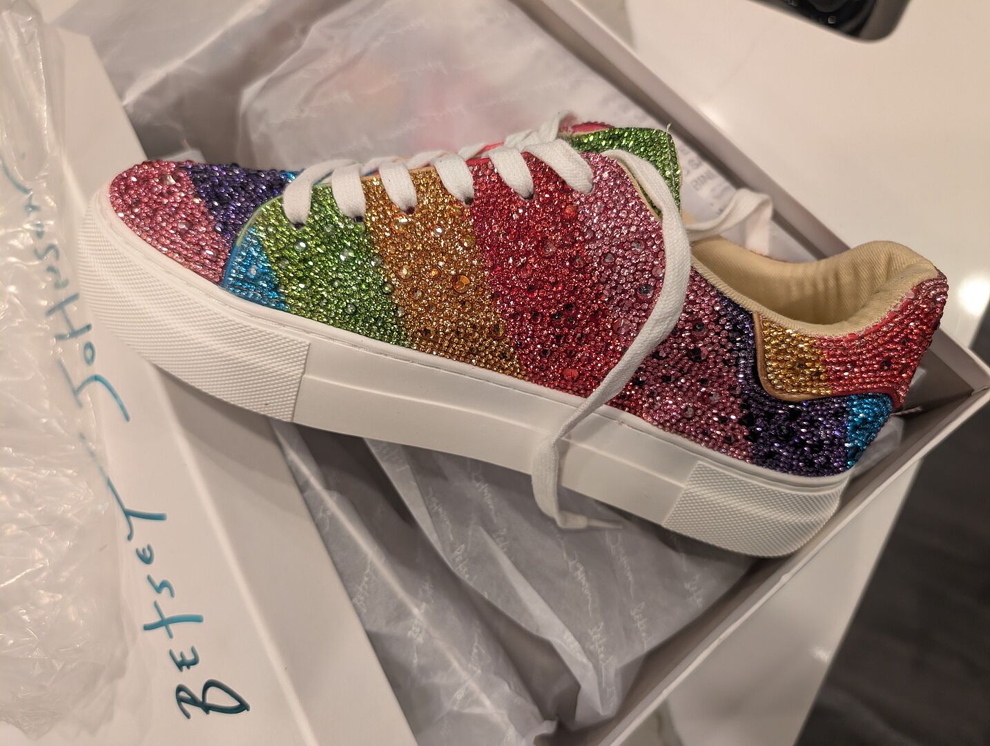 SIDNY PINK LEOPARD Rhinestone Sneakers | Sparkly Sneakers